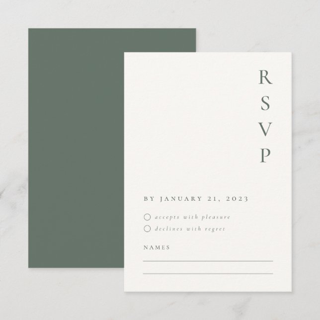 Tarjeta de RSVP minimalista Sage (Anverso / Reverso)
