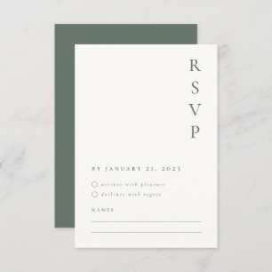 Tarjeta de RSVP Minimalista Verde