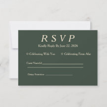 Tarjeta de RSVP Minimalista y Elegante en Verde Ca
