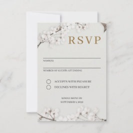 Tarjeta de RSVP moderna elegante floral blanca y d