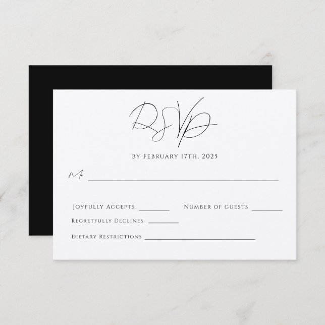 Tarjeta de RSVP Moderna Minimalista Simple y Elega (Anverso / Reverso)