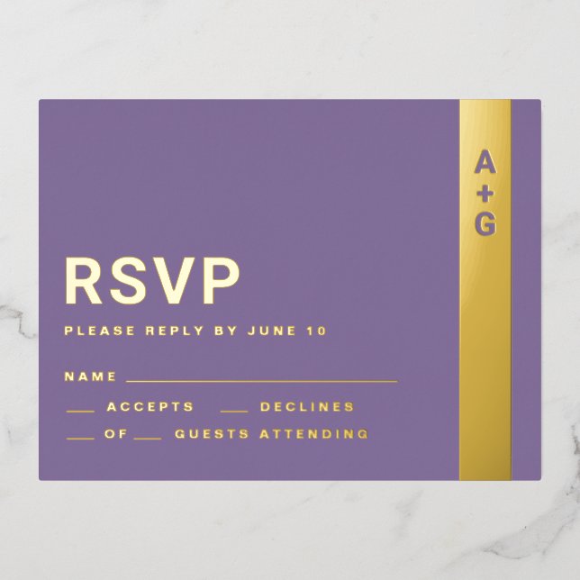 Tarjeta de RSVP Morada (Anverso)