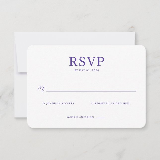 Tarjeta de RSVP Morada Elegante (Anverso)