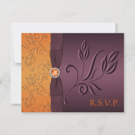 Tarjeta de RSVP Morada y Naranja