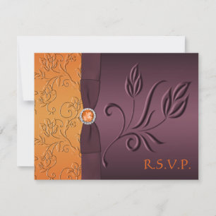 Tarjeta de RSVP Morada y Naranja