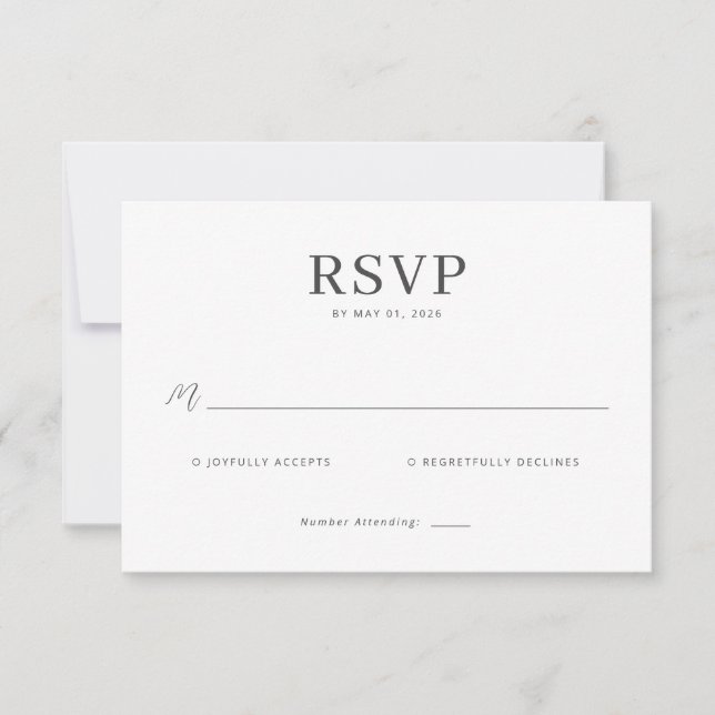 Tarjeta de RSVP negra elegante (Anverso)