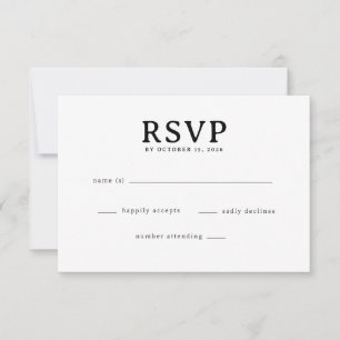 Tarjeta de RSVP Negra Elegante