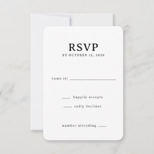 Tarjeta de RSVP negra elegante
