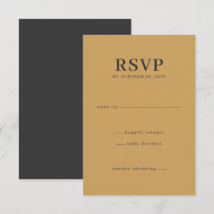Tarjeta de RSVP negra y amarilla elegante