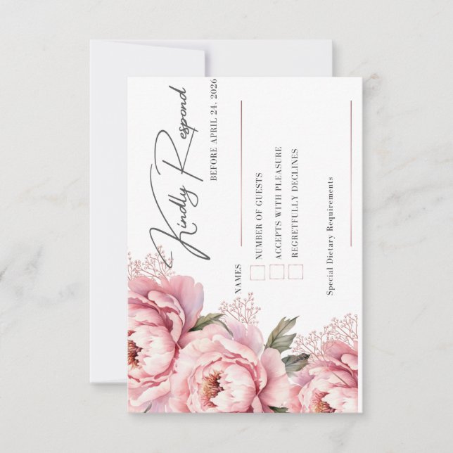 Tarjeta de RSVP No Me Hagas Sonrojar (Anverso)