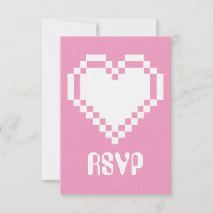 Tarjeta de RSVP Nuestros Corazones de 8 Bits en Ro