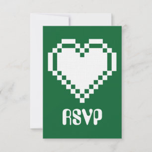 Tarjeta de RSVP Nuestros Corazones de 8 Bits en Ve