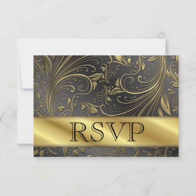 Tarjeta de RSVP para 50 aniversario de bodas de or (Anverso)
