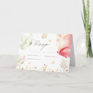 Tarjeta de RSVP para Baby Shower de Mariposa Niña