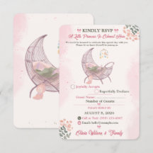 Tarjeta de RSVP para Baby Shower de Niña Boho
