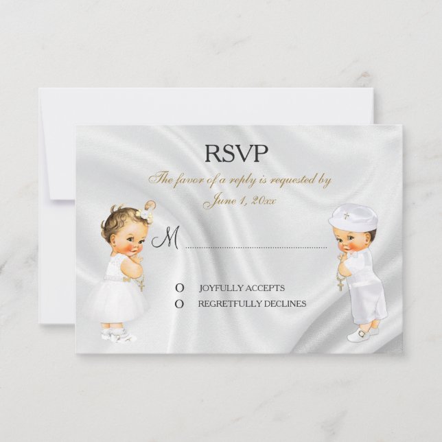 Tarjeta de RSVP para Bautizo Comunión (Anverso)