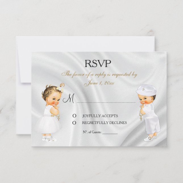 Tarjeta de RSVP para Bautizo Comunión (Anverso)