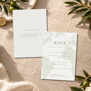 Tarjeta de RSVP para Boda de Destino Mapa Mundial