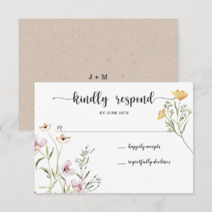 Tarjeta de RSVP para Boda de Flores Silvestres