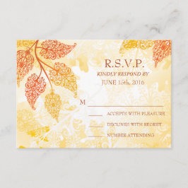 Tarjeta de RSVP para boda de Hojas de encaje