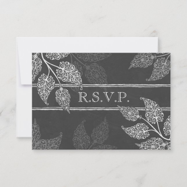 Tarjeta de RSVP para boda de Hojas de encaje (Anverso)
