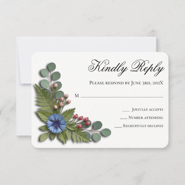 Tarjeta de RSVP para Boda de Jardín de Flor Silves (Anverso)