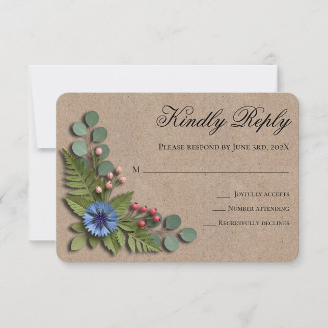 Tarjeta de RSVP para Boda de Jardín de Flores Silv (Anverso)