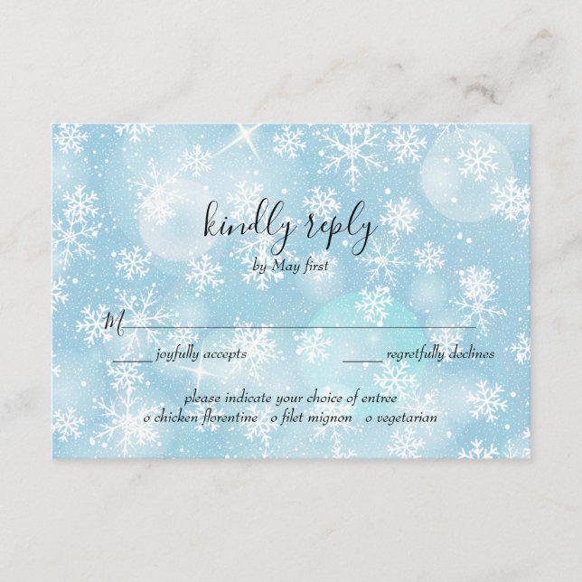 Tarjeta de RSVP para Boda de Nieve de Invierno (Anverso)