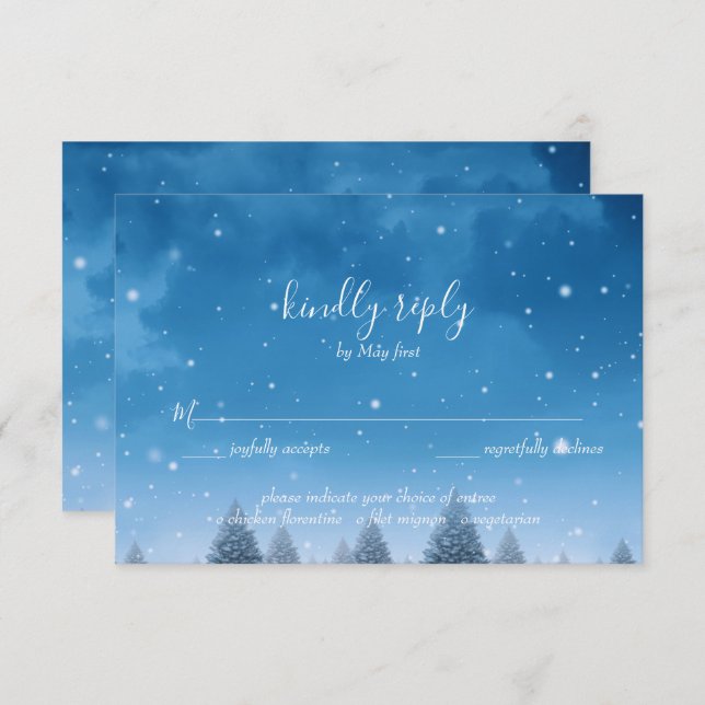 Tarjeta de RSVP para Boda de Nieve de Invierno (Anverso / Reverso)