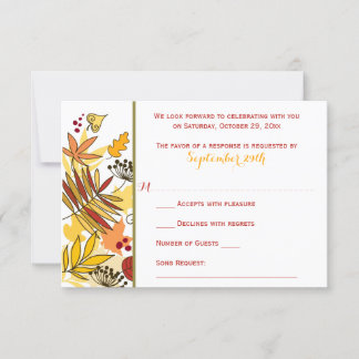 Tarjeta de RSVP para Boda de Otoño | Hojas, Semill