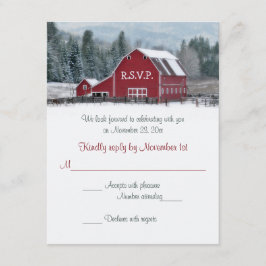 Tarjeta de RSVP para Boda de Red Barn en Invierno