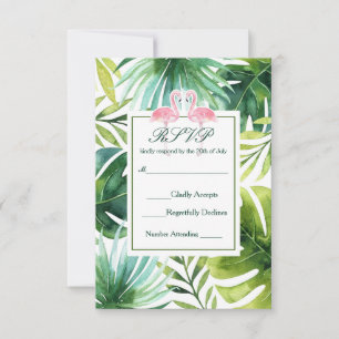 Tarjeta de RSVP para Boda de Verano con Hojas Trop