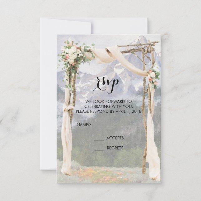 Tarjeta de RSVP para Boda en el Parque Mountain Ar (Anverso)