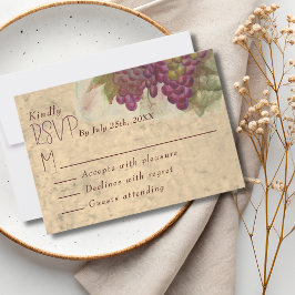 Tarjeta de RSVP para Boda en Viñedo Rústica Elegan