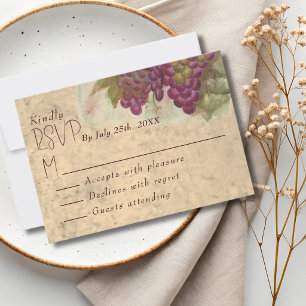 Tarjeta de RSVP para Boda en Viñedo Rústica Elegan