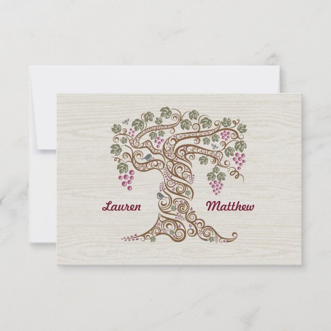 Tarjeta de RSVP para Boda en Viñedo Rústico (Anverso)
