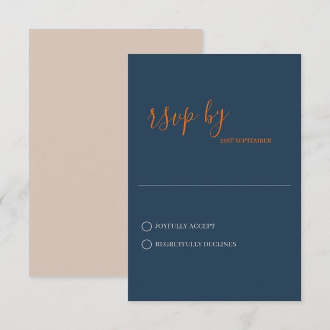 Tarjeta de RSVP para Boda Minimalista Moderna (Anverso / Reverso)