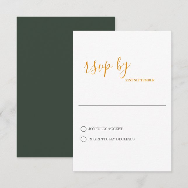 Tarjeta de RSVP para Boda Minimalista Moderna (Anverso / Reverso)