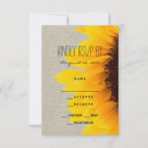 Tarjeta de RSVP para Boda Rústica de Girasoles