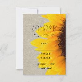Tarjeta de RSVP para Boda Rústica de Girasoles
