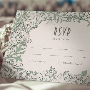 Tarjeta de RSVP para Boda Sage Golden Lily de Morr