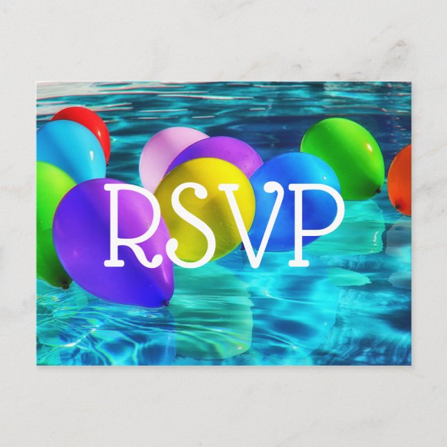 Tarjeta de RSVP para Fiesta en Piscina/Cumpleaños (Anverso)