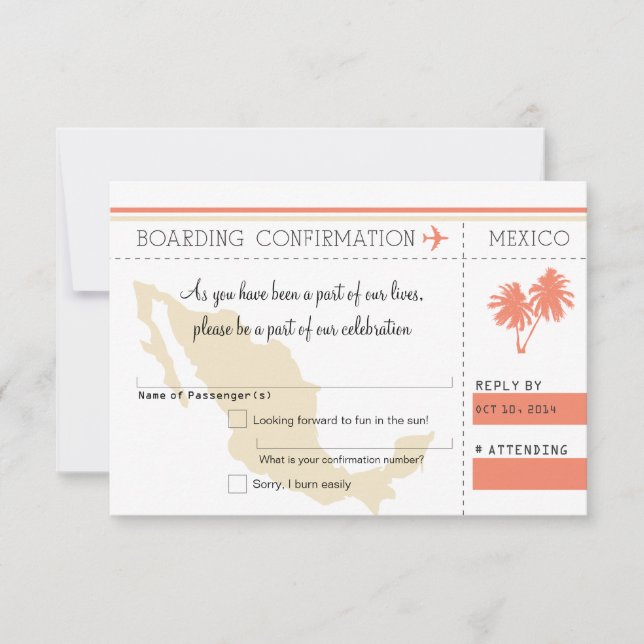 Tarjeta de RSVP para Pasaje de Abordaje a MÉXICO (Anverso)