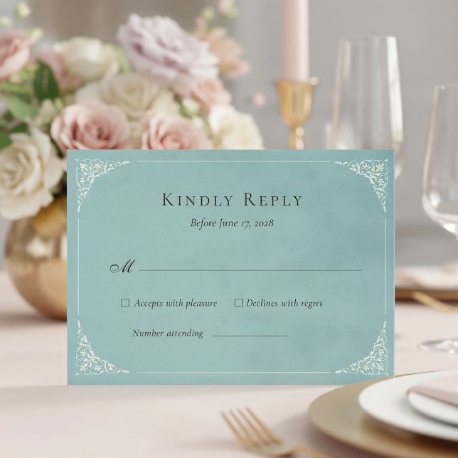 Tarjeta de RSVP para Suite de Boda French Heron Du (Subido por el creador)
