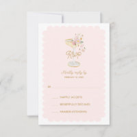 Tarjeta de RSVP Pétalos de Rosa y Prosecco
