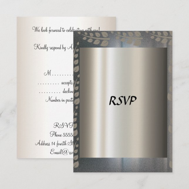 Tarjeta de RSVP Plata (Anverso / Reverso)