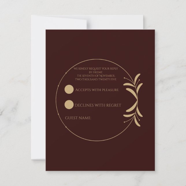 Tarjeta de RSVP Real Burgundy Profundo (Anverso)