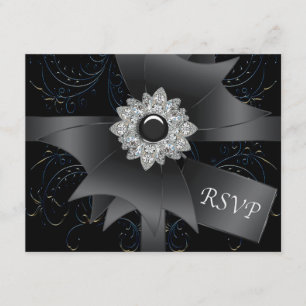 Tarjeta de RSVP Remolino Azul Negro RSVP