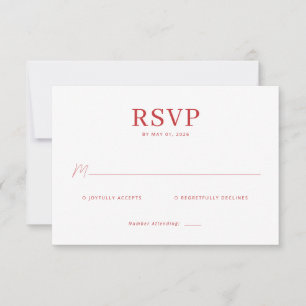 Tarjeta de RSVP Roja Elegante