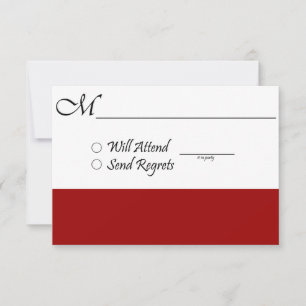 Tarjeta de RSVP Roja para Boda o Graduación